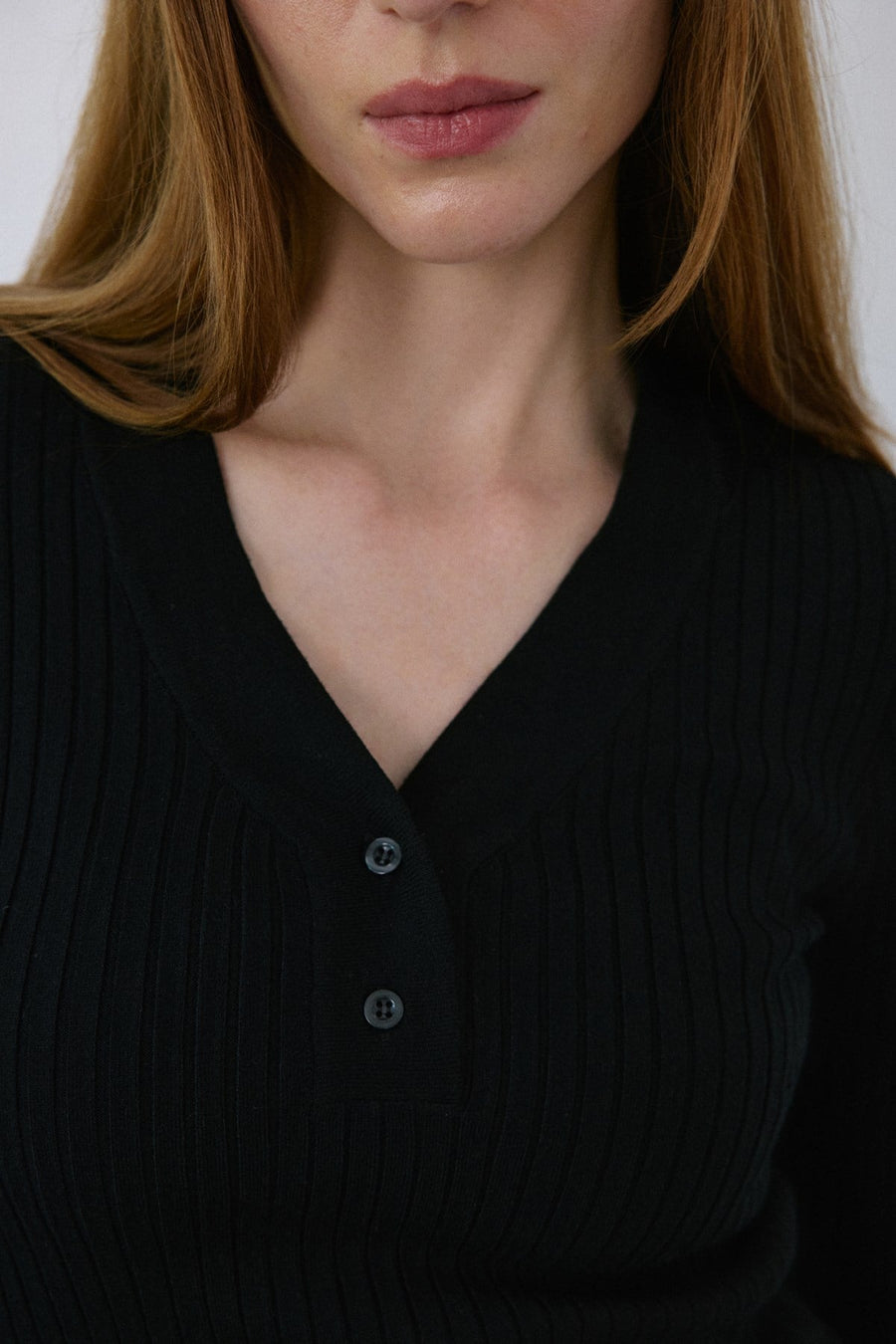 V Neck Ribbed Knit  Sweater
