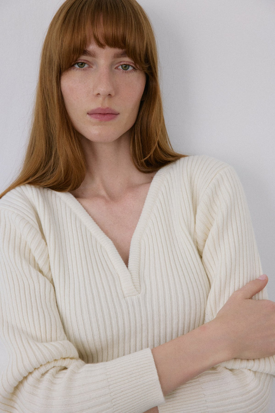 V Neck Ribbed Knit  Sweater