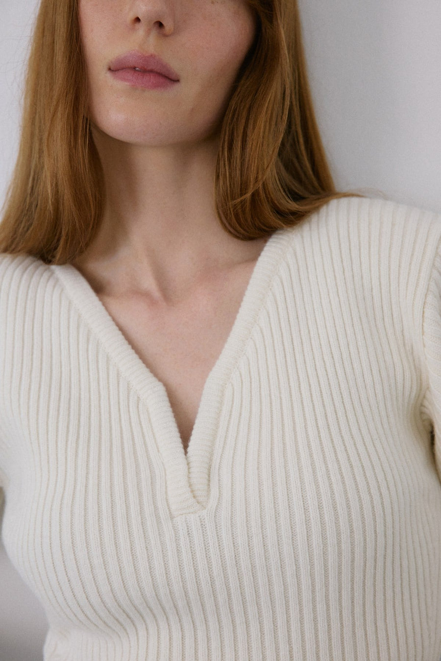 V Neck Ribbed Knit  Sweater