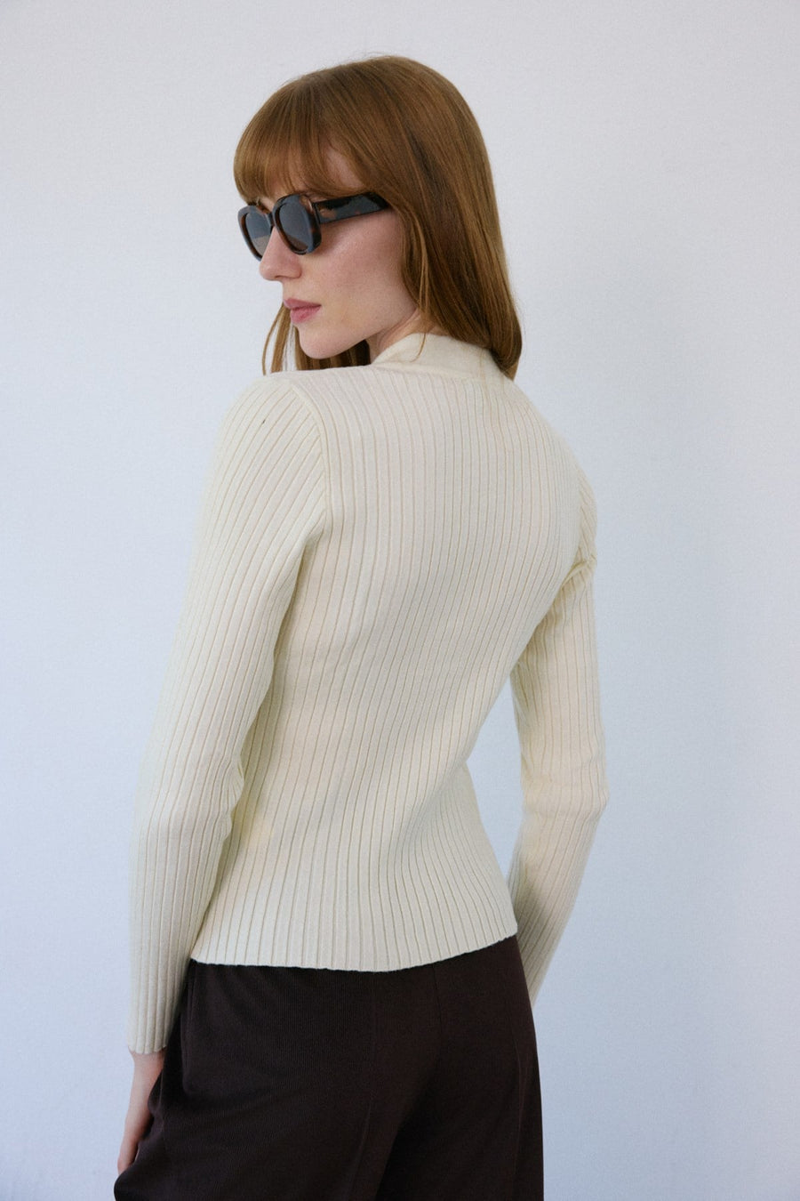 V Neck Ribbed Knit  Sweater
