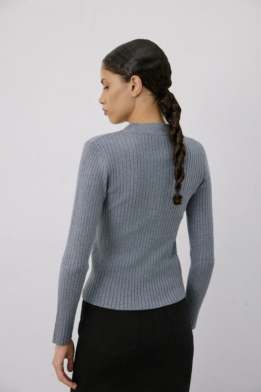 V Neck Ribbed Knit  Sweater