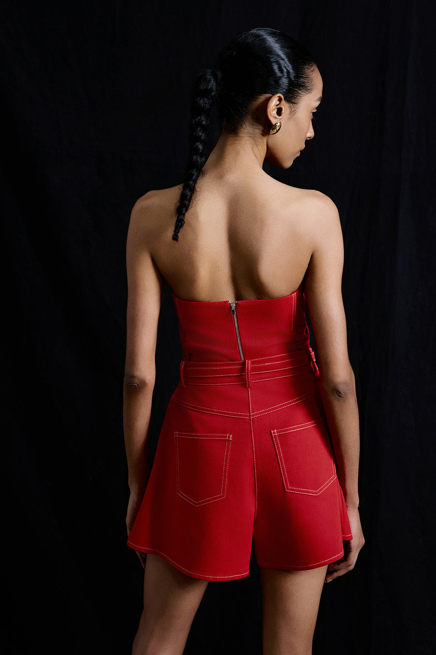 Wide Leg Belt Detailed Coral Mini Shorts