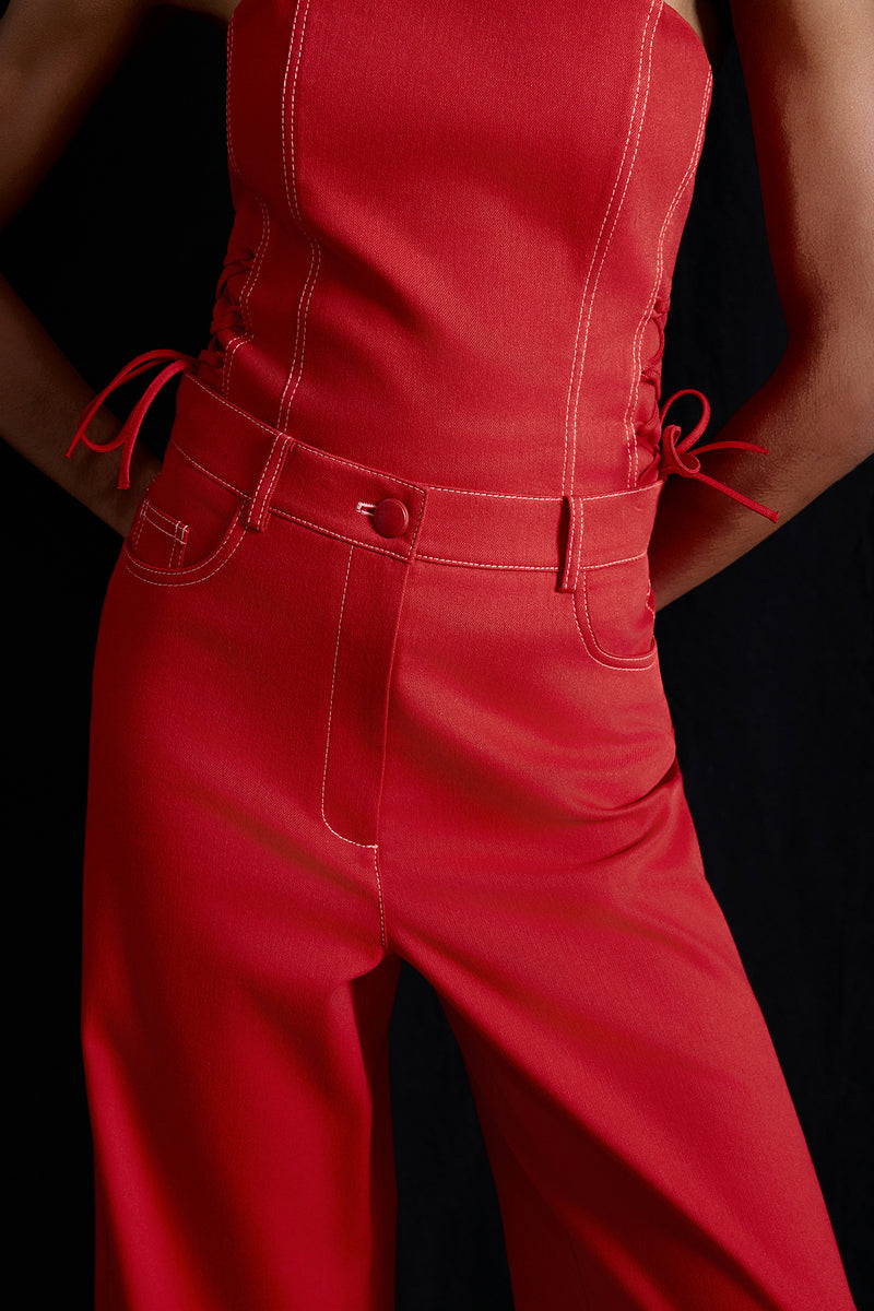Wide Leg Denim Textured  Trousers