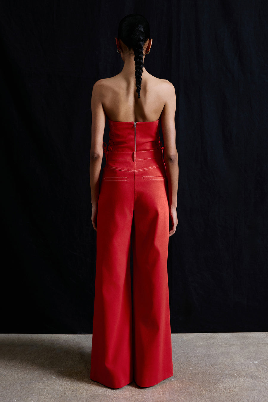 Wide Leg Denim Textured  Trousers