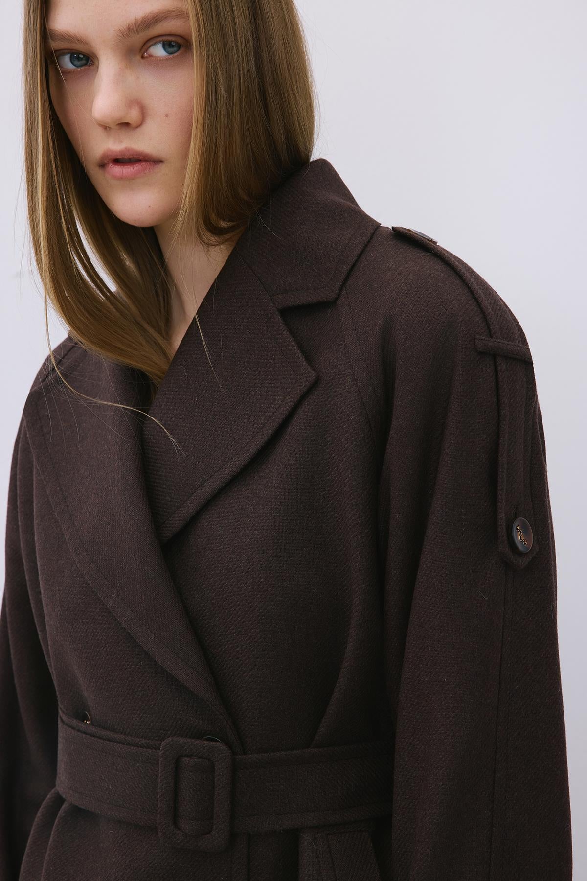 Wool-Blend Belted Coat