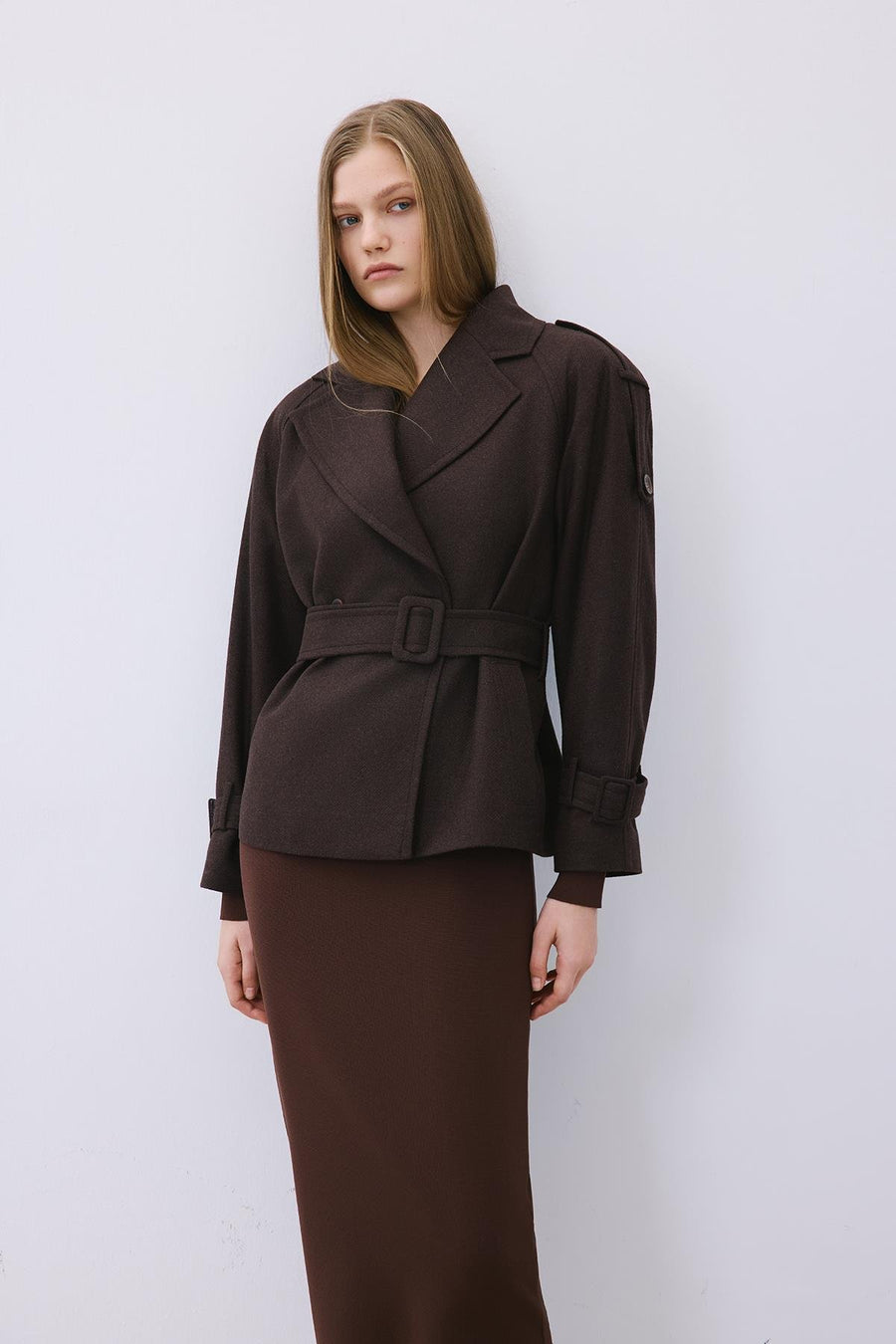 Wool-Blend Belted Coat