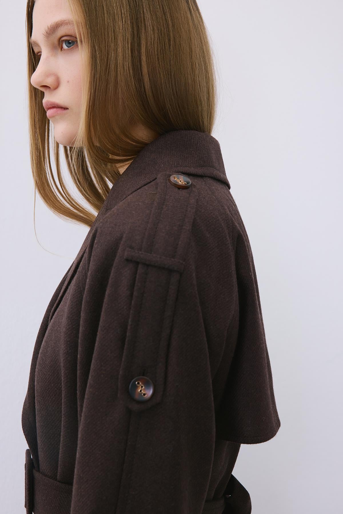Wool-Blend Belted Coat