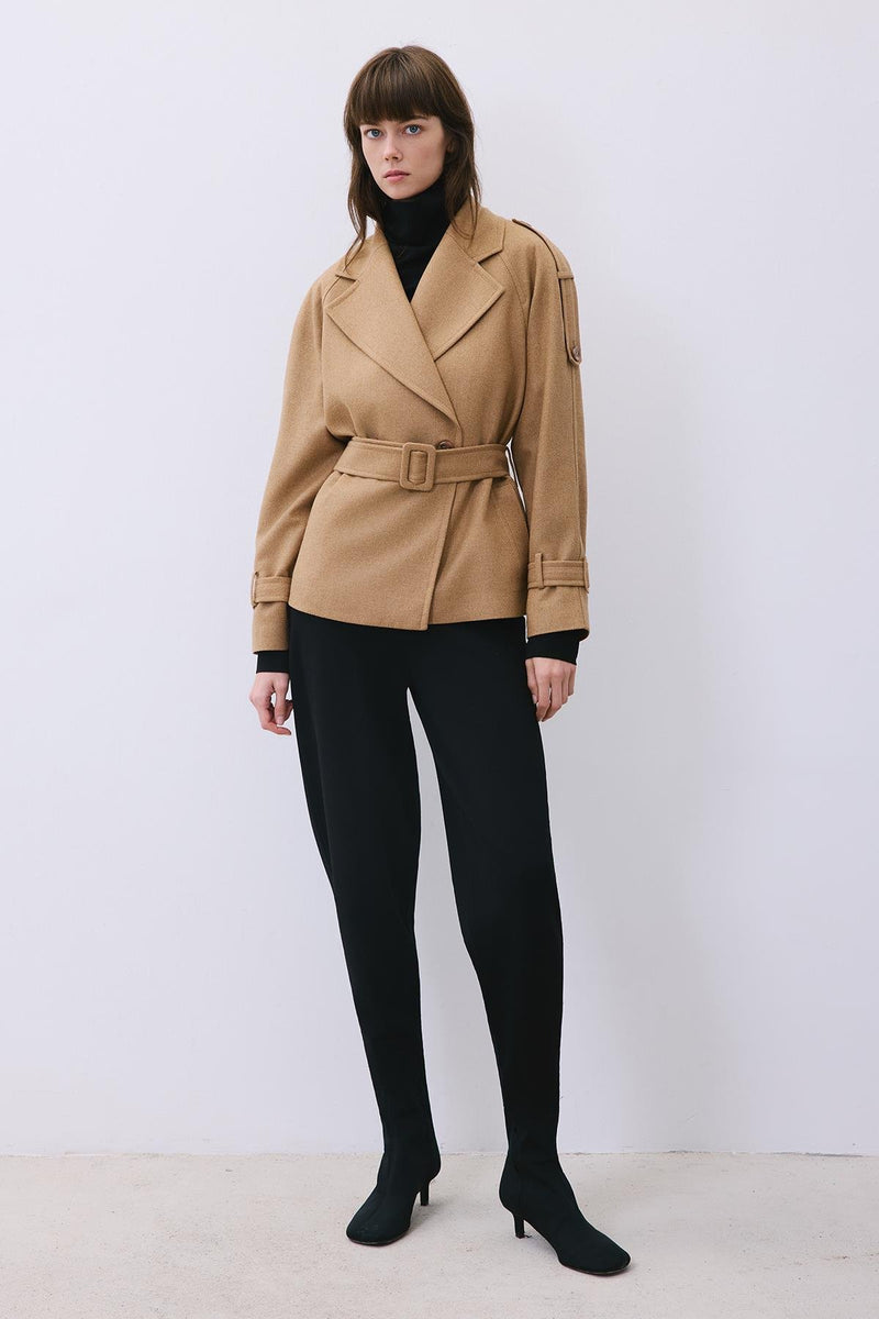 Wool-Blend Belted Coat