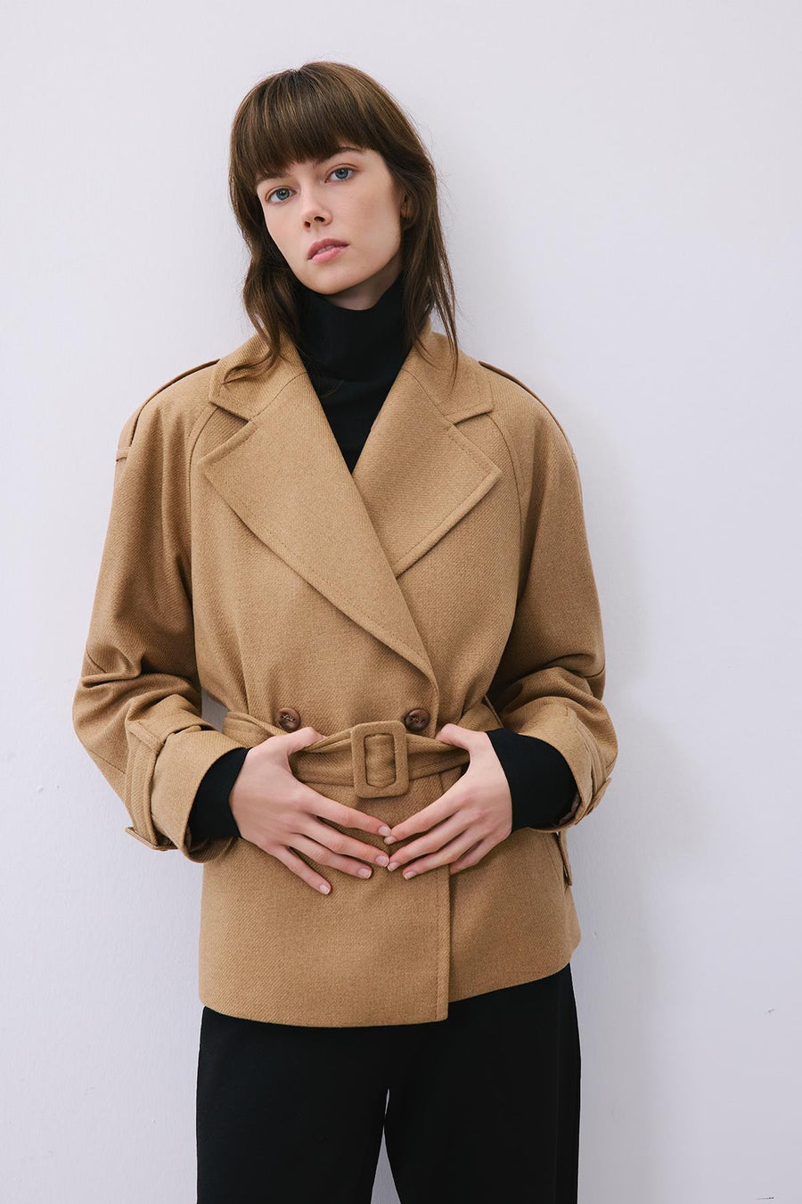Wool-Blend Belted Coat