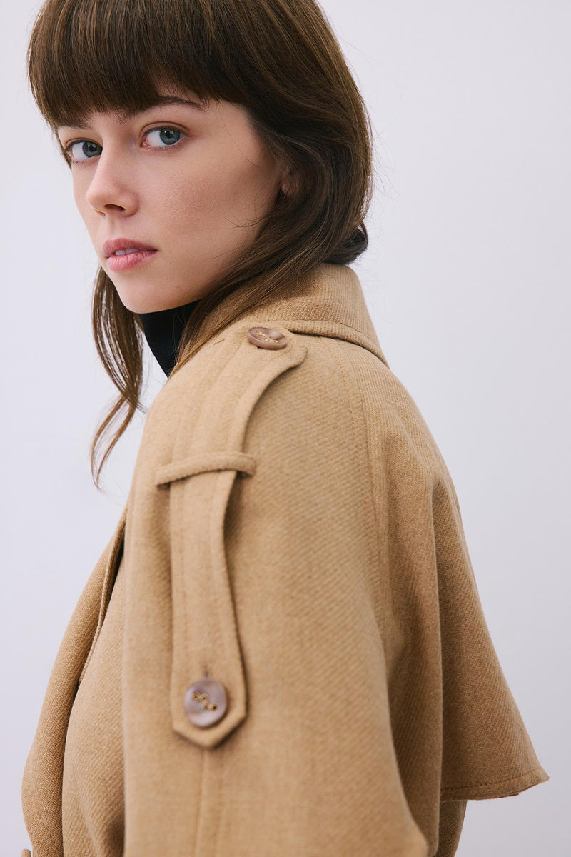 Wool-Blend Belted Coat