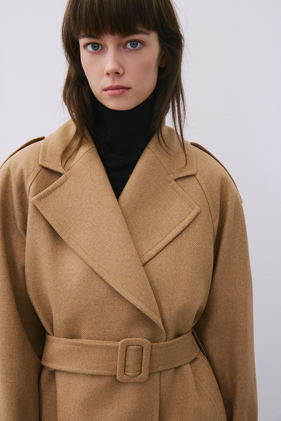Wool-Blend Belted Coat