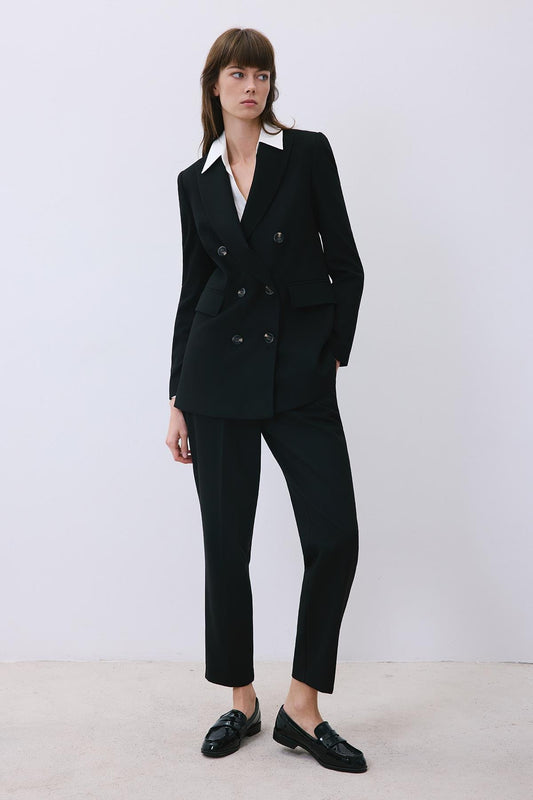 Gray Wool-Blend Double-Breasted Jacket