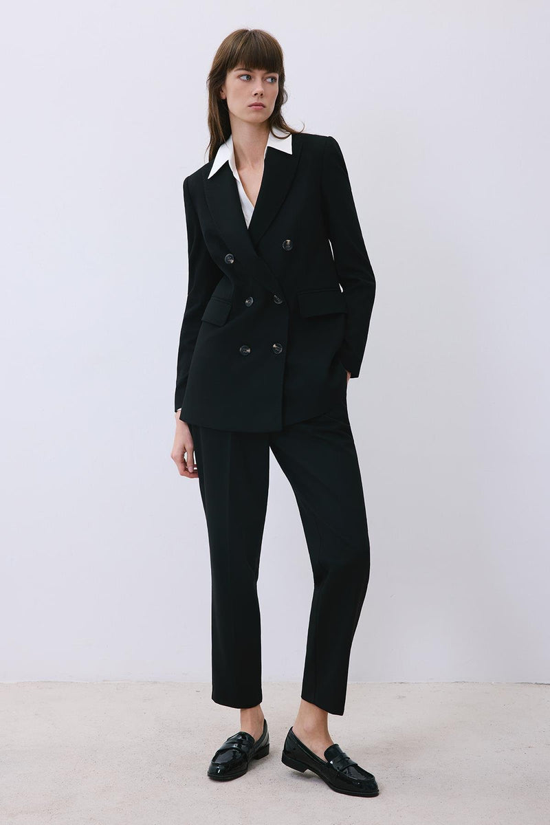 Gray Wool-Blend Double-Breasted Jacket