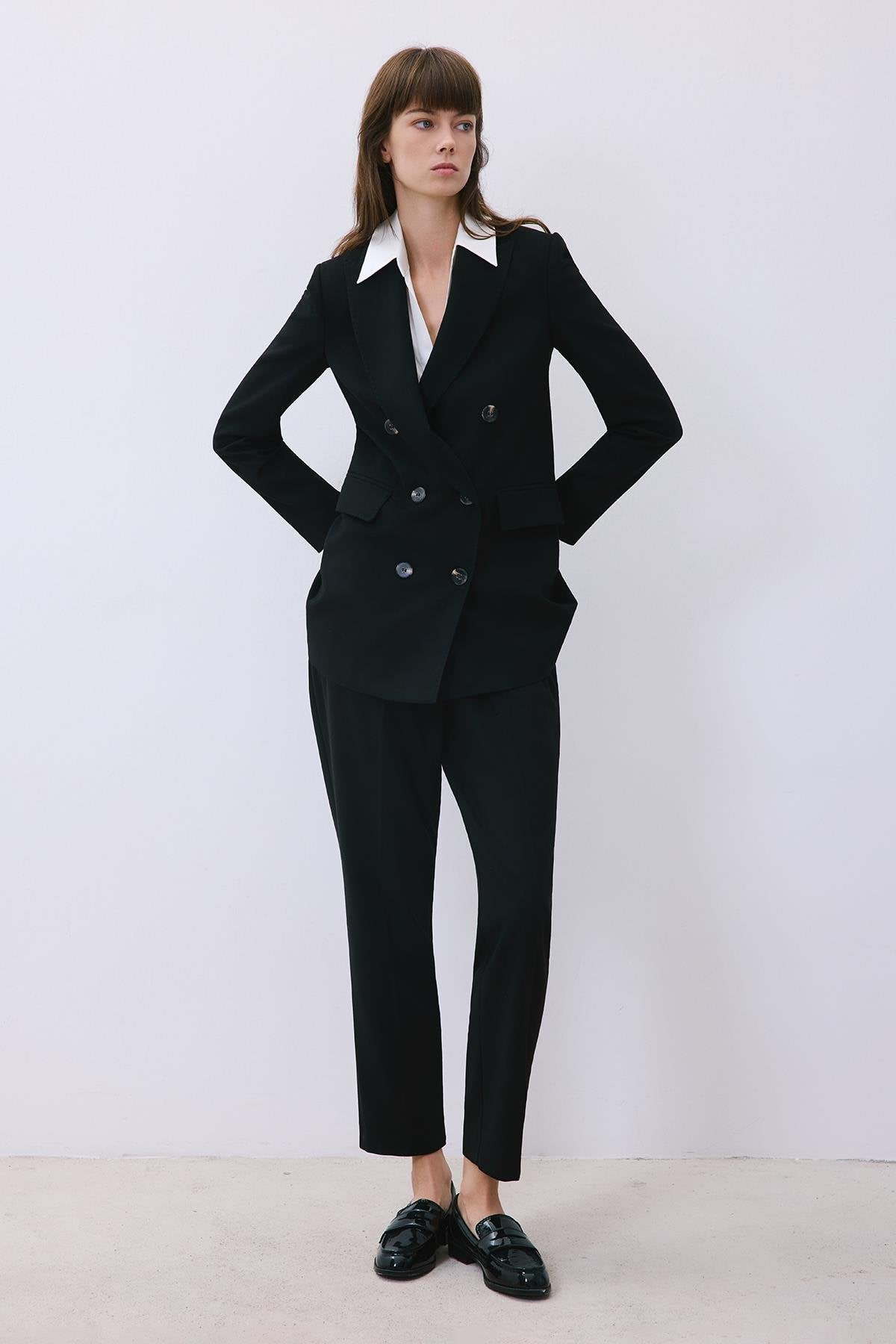 Gray Wool-Blend Double-Breasted Jacket