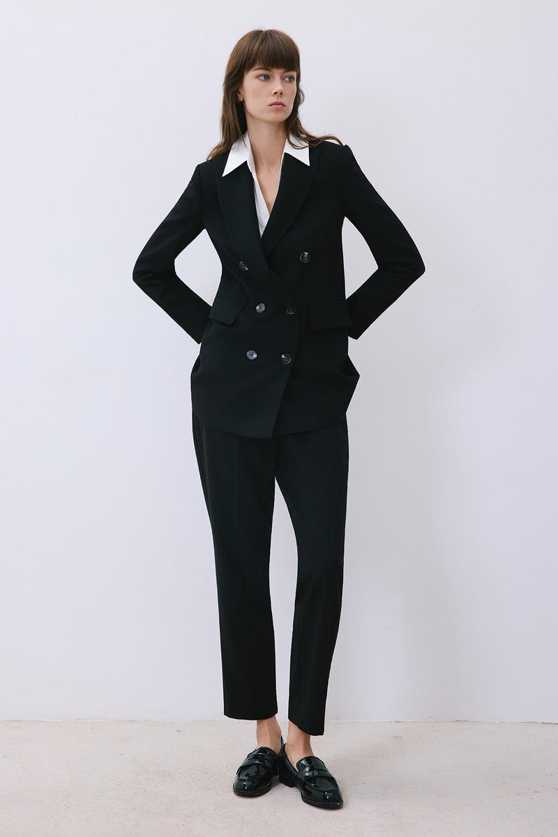 Gray Wool-Blend Double-Breasted Jacket