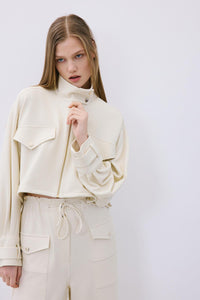 Ecru Wool-blend Jacket With Gold Details