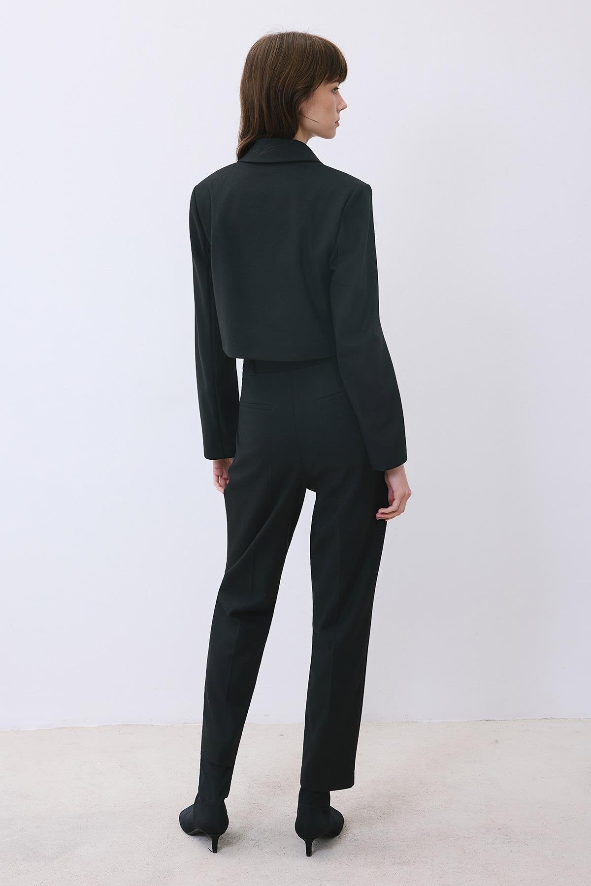 Wool-Blend Pleated High Waist Pants