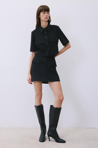 Black Wool Button-up Shirt