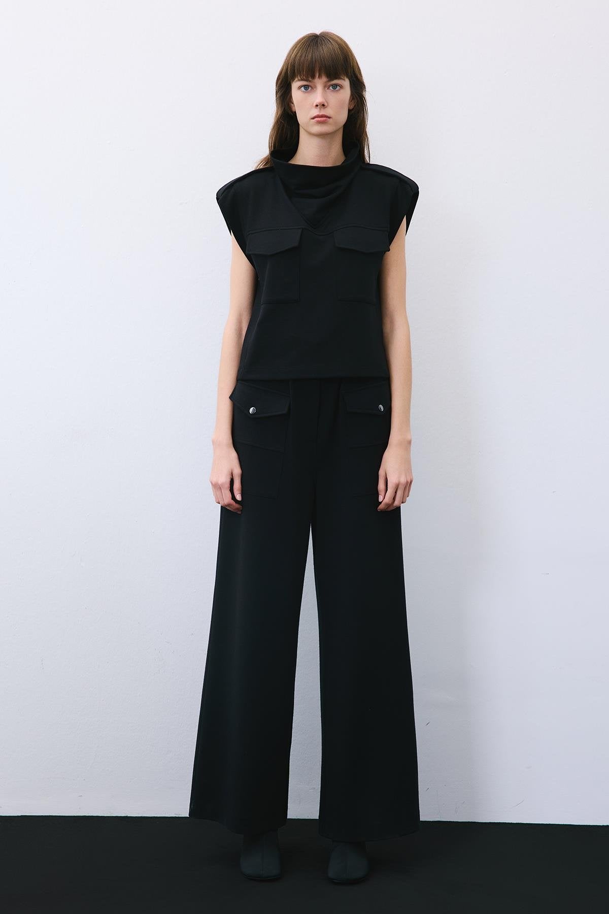 Wool Knit Blouse with Stitch Detail