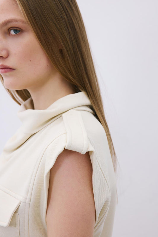 Wool Knit Blouse with Stitch Detail