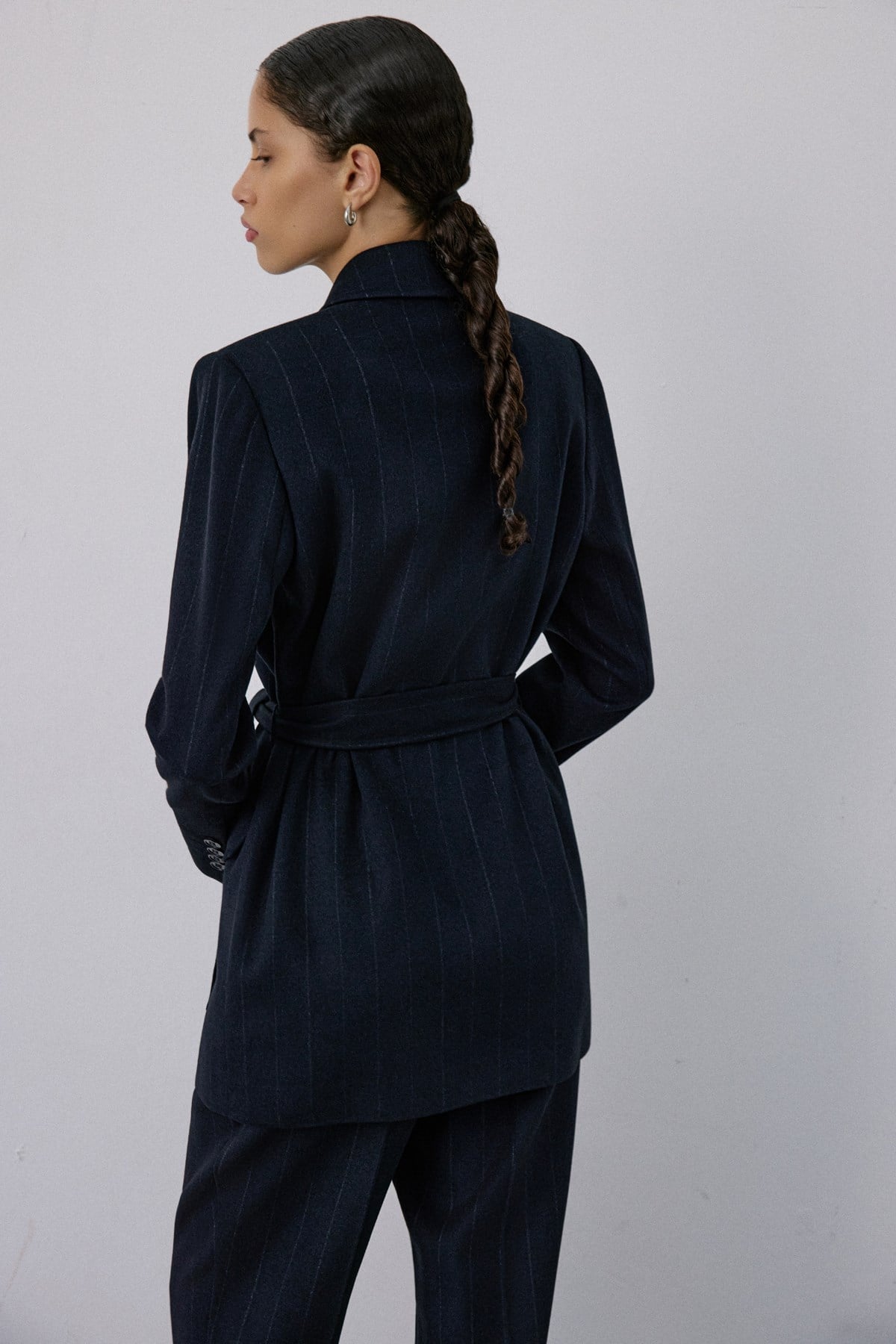 Wrap Lined Striped  Blazer