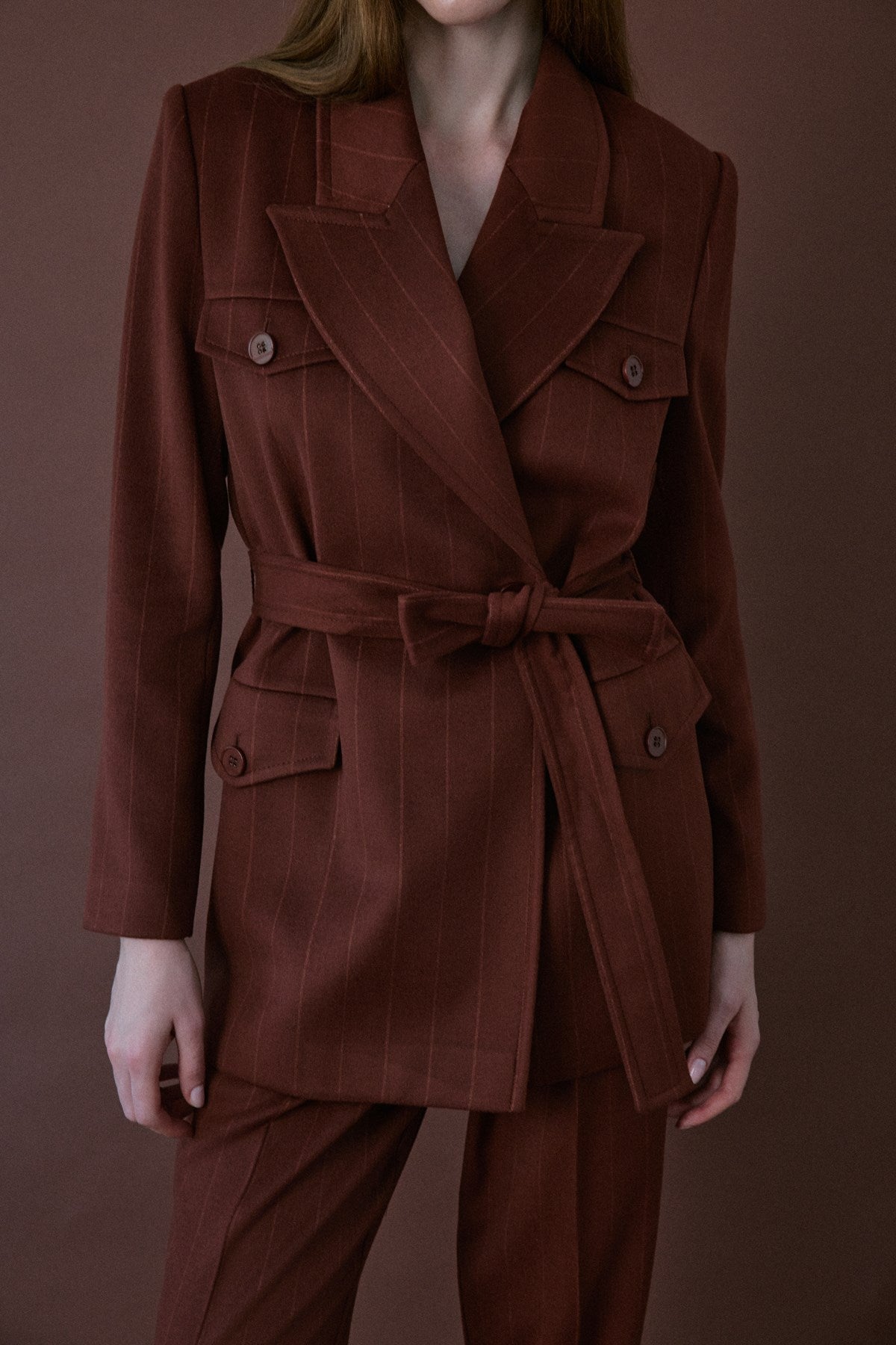 Wrap Lined Striped  Blazer