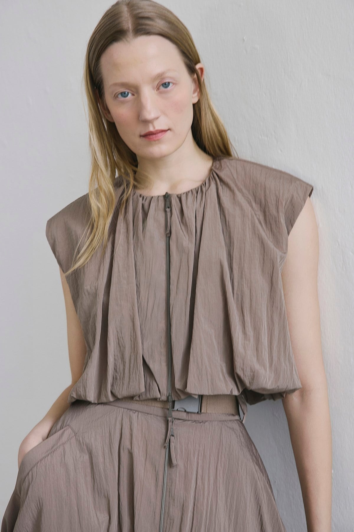 Zippered Drop Shoulder  Vest