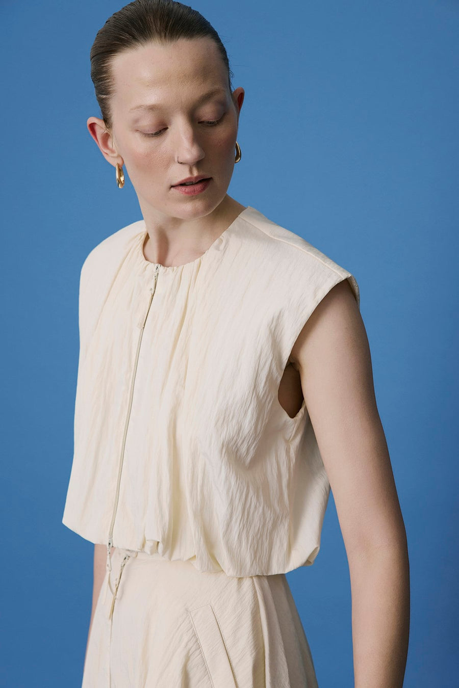 Zippered Drop Shoulder  Vest