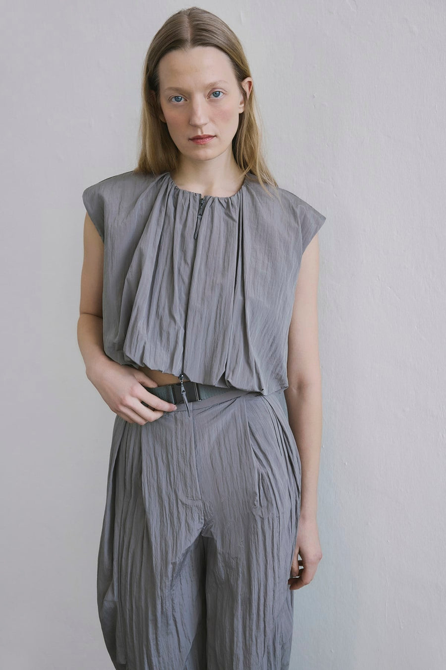 Zippered Drop Shoulder  Vest